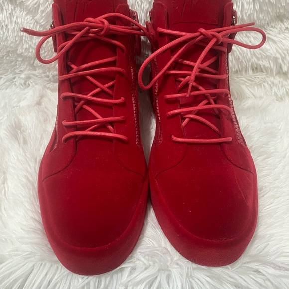 Giuseppe Zanotti Red Kriss Velvet Sneakers for men - Picture 4 of 16